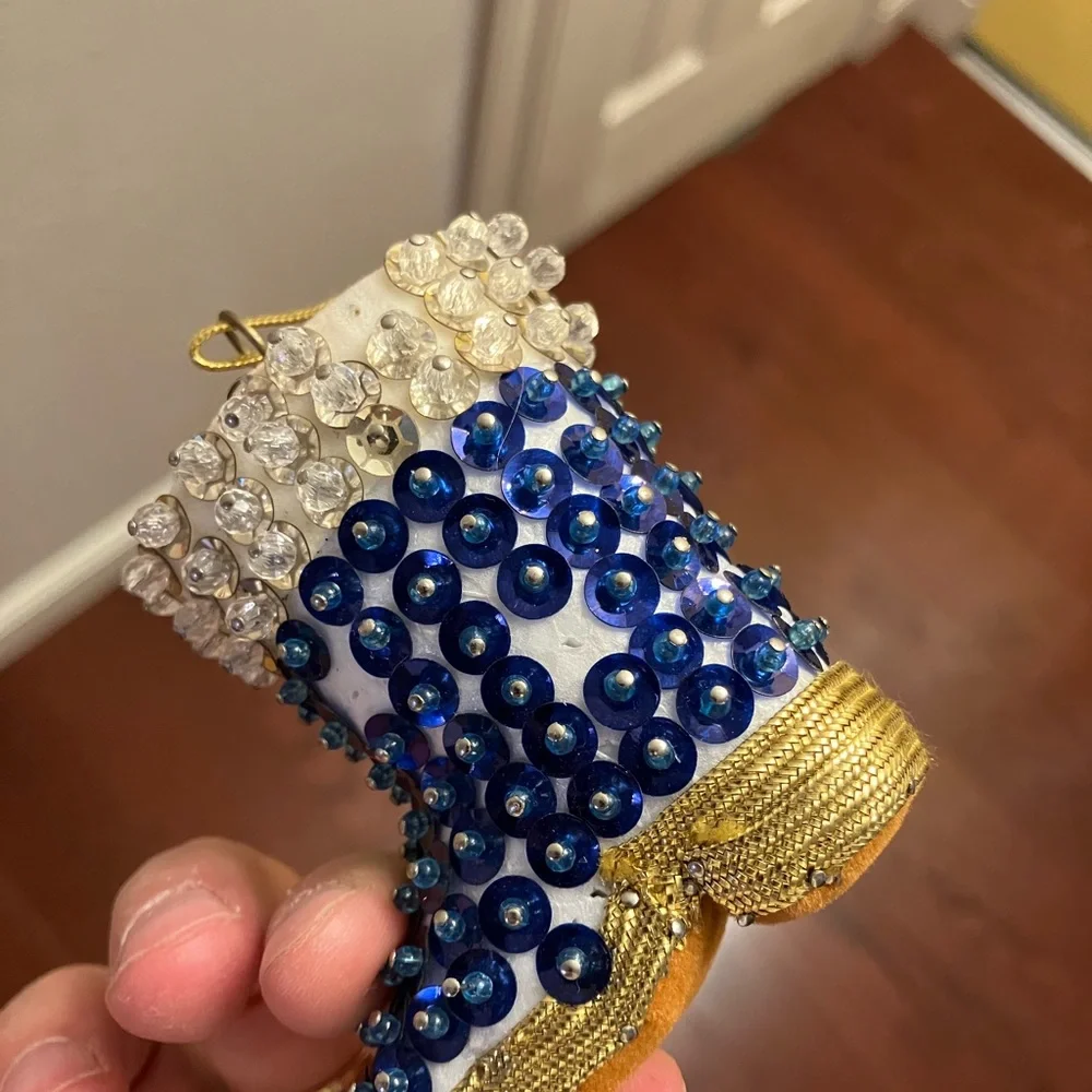 Vintage beaded push pin Christmas Ornaments Set of 3